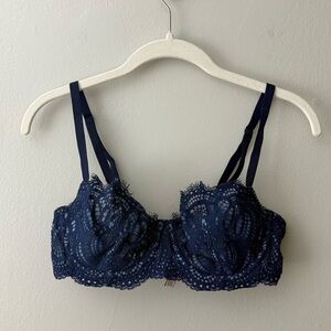 🤍 Victoria’s Secret Dream Angels Unlined Lace Underwire Bra Navy 36C